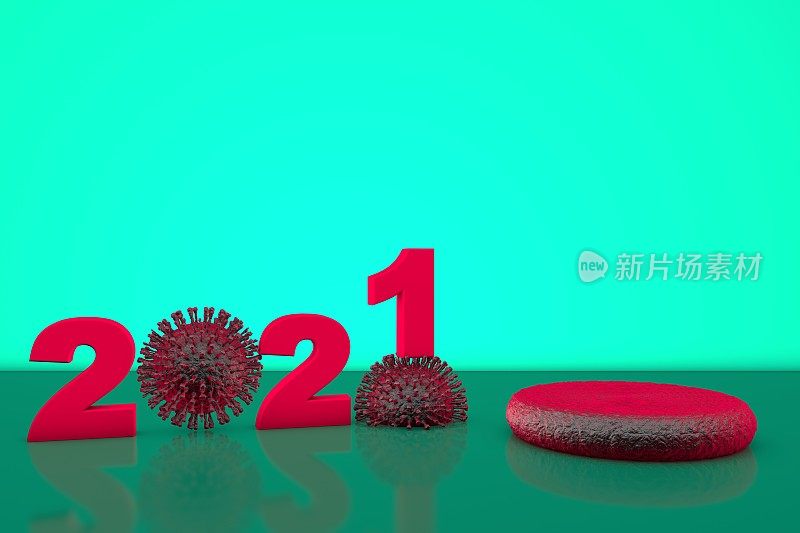 3D 2020 - 2021年冠状病毒新年库存照片